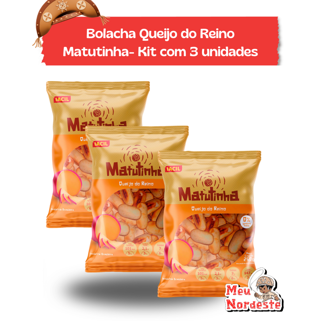 Bolacha Queijo do Reino 250gr Matutinha - Kit com 3 unidades