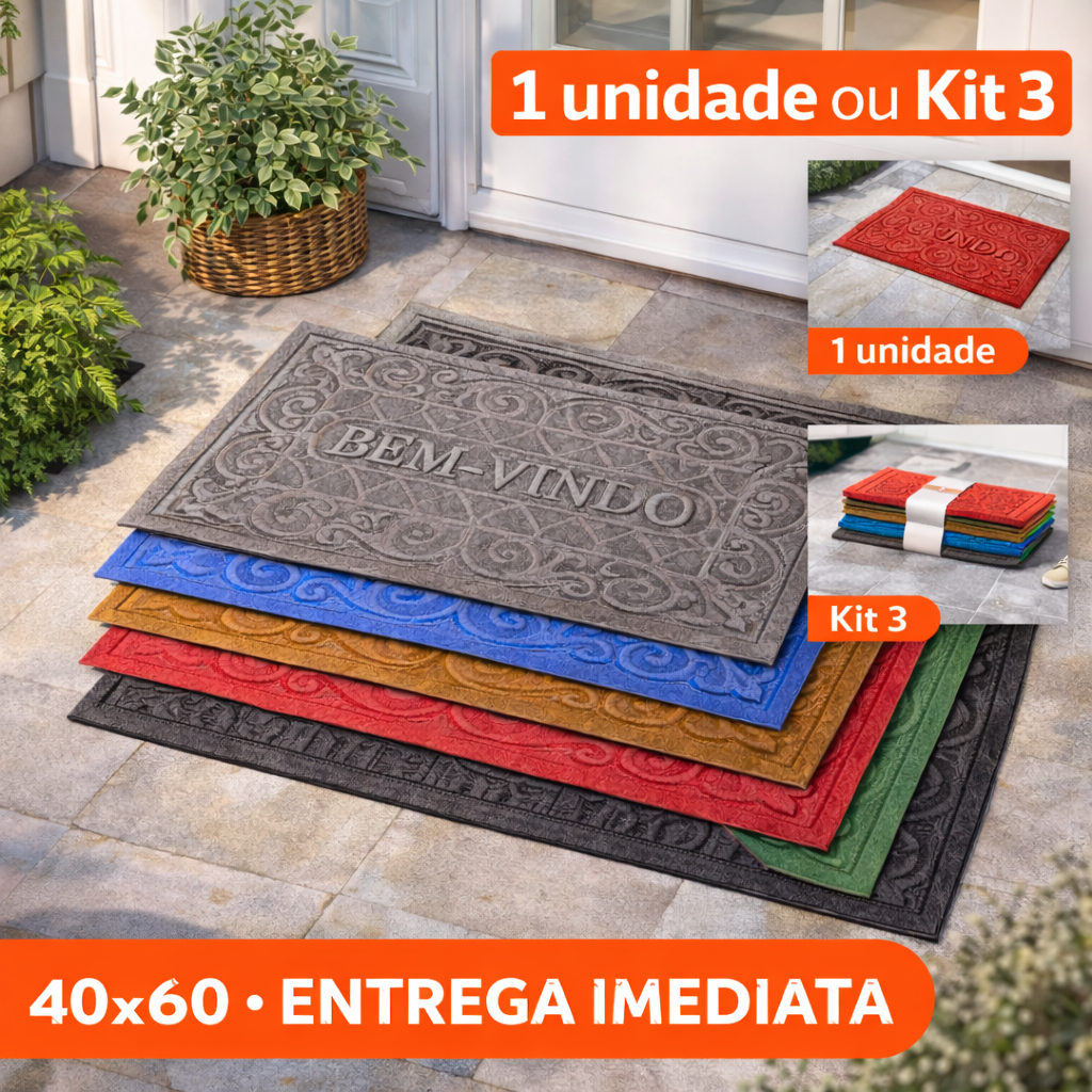 Tapetes Capacho BemVindo  Auto Relevo e Antiderrapante