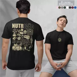 Camiseta Nutrição Masculina Manga Curta Gola Redonda 100% Algodão Pronta Entrega