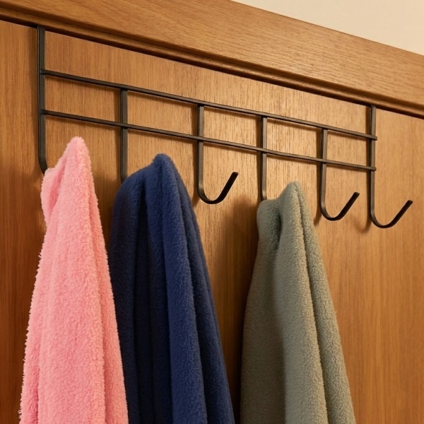 Cabide De Porta 6 Ganchos Para Porta Pendurar Toalha Roupas Sem Furar Metal 45cm em Oferta na Shopee