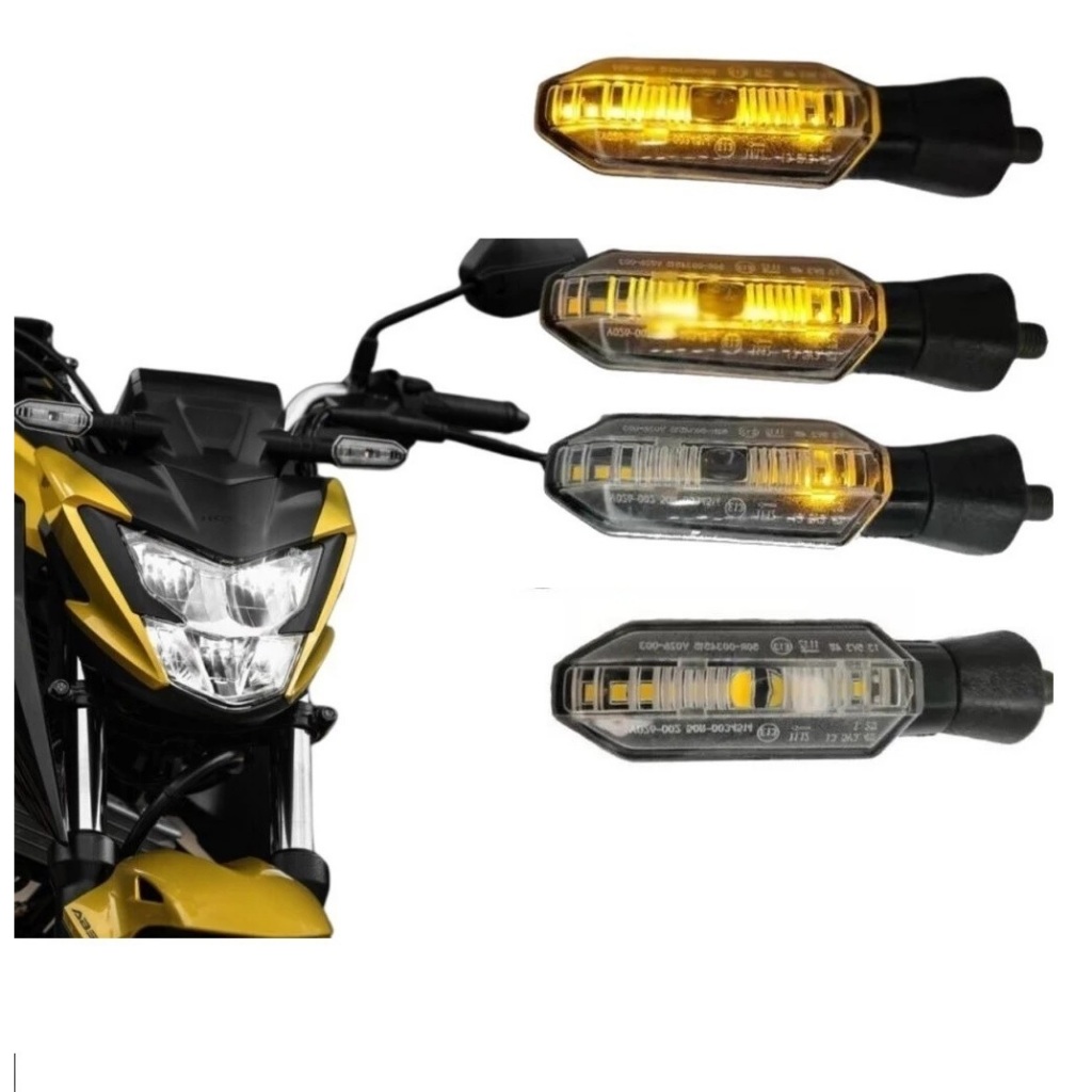 Kit 04 Pisca Moto Seta Led Sequencial Honda Cb250f Twister Cb300 Xre Titan Fan Cb Rosca