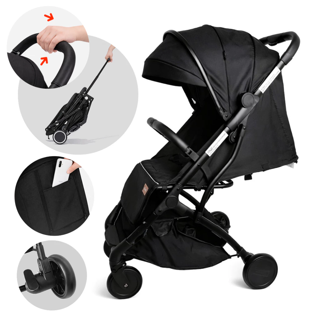 Carrinho De Bebê Portátil Para Viagem Aero Preto Yuupi