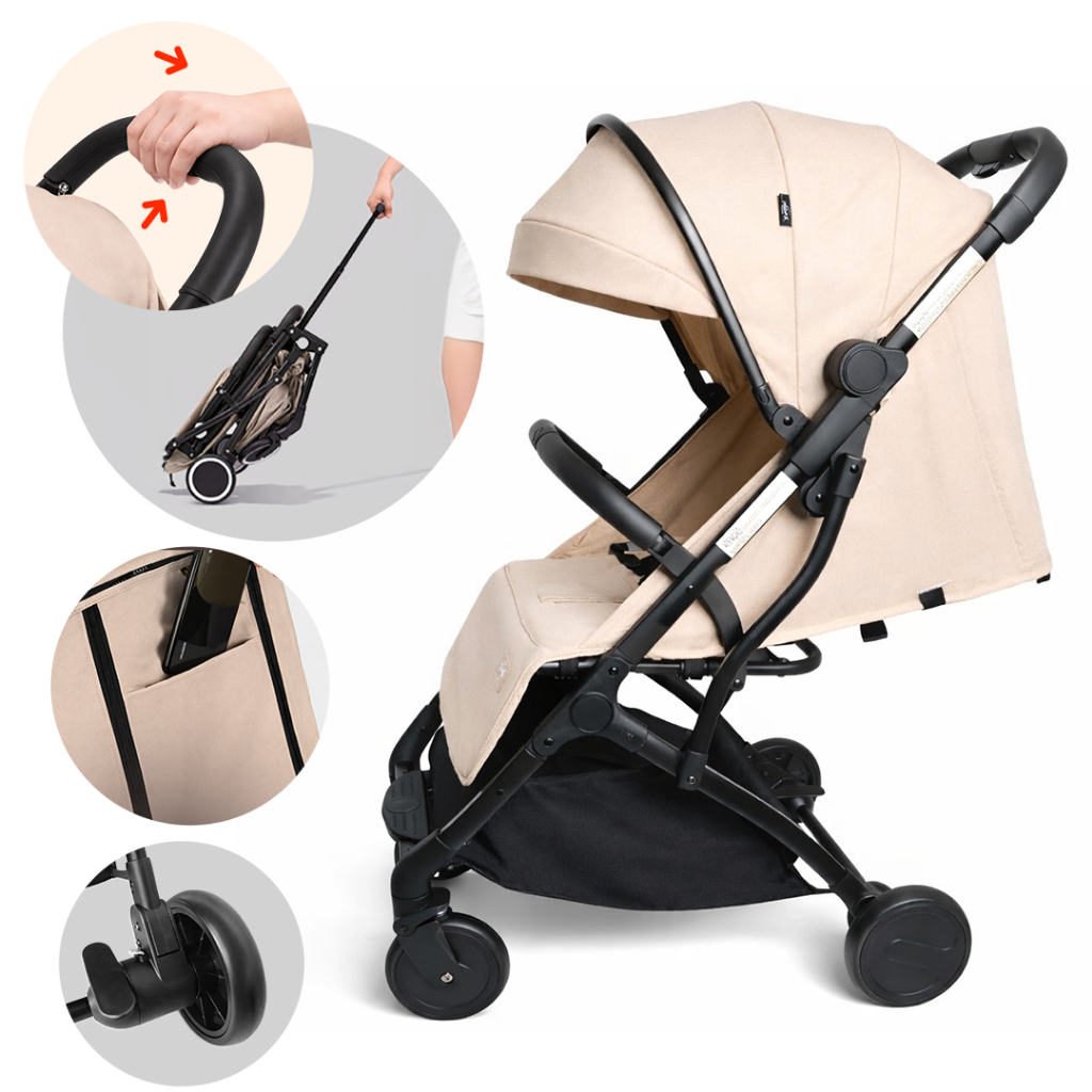 Carrinho De Bebê Portátil Para Viagem Aero Bege Yuupi em Oferta na Shopee