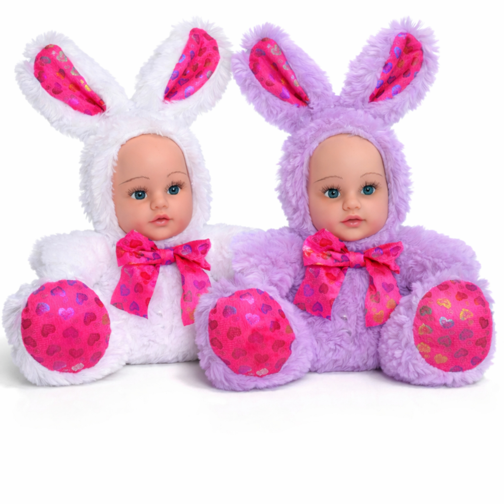 Boneca Musical Coelho De Pelúcia 30cm Emite Som Páscoa