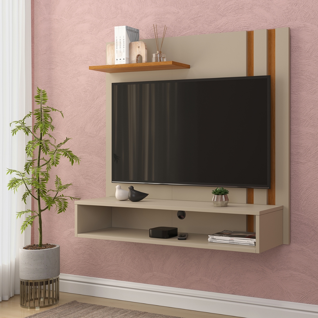 Painel TV No Quarto  TV 32 Polegadas Com Nicho Para Decoração Moderna