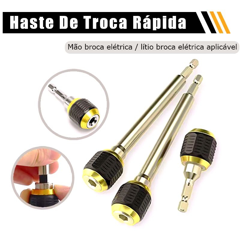 Adaptador Mandril Acoplamento Rapido1/4"	comHaste Hexagonal 150mm 15684