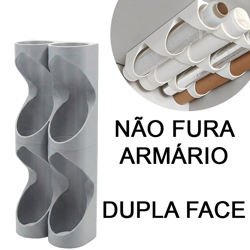 Organizador Rolo Papel Alumínio Filme Manteiga Suporte Cozinha Parede Organizador Adesivo Dupla Face