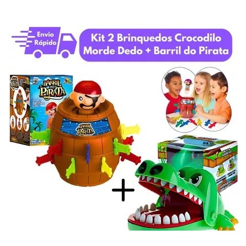 BARRIL PIRATA + CROCODILO MORDE DEDO - EM BUSCA DO TESOURO NO PÂNTANO