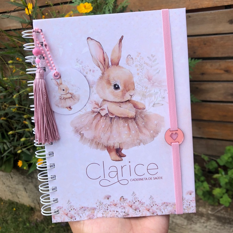 Caderneta de Saúde Infantil Personalizada A5 | SUS Atualizado | Capa Dura | Coelinha