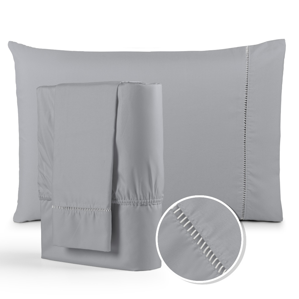 Jogo de Lençol 400 Fios Micropercal Com Fronha em Ponto Palito Toque Macio