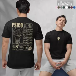 Camiseta Psicologia Masculina Manga Curta Gola Redonda 100% Algodão Pronta Entrega
