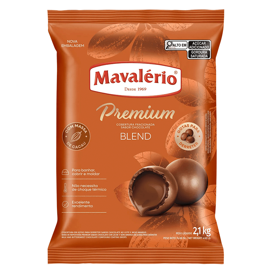 Chocolate Cobertura Blend Gotas Fracionado 2.1kg Mavalerio