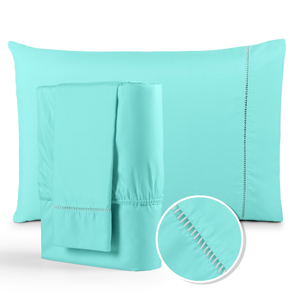 Kit Jogo de Lençol Cama Box Micropercal 400 fios 02 e 03 Peças Toque Macio com Fronhas Ponto Palito