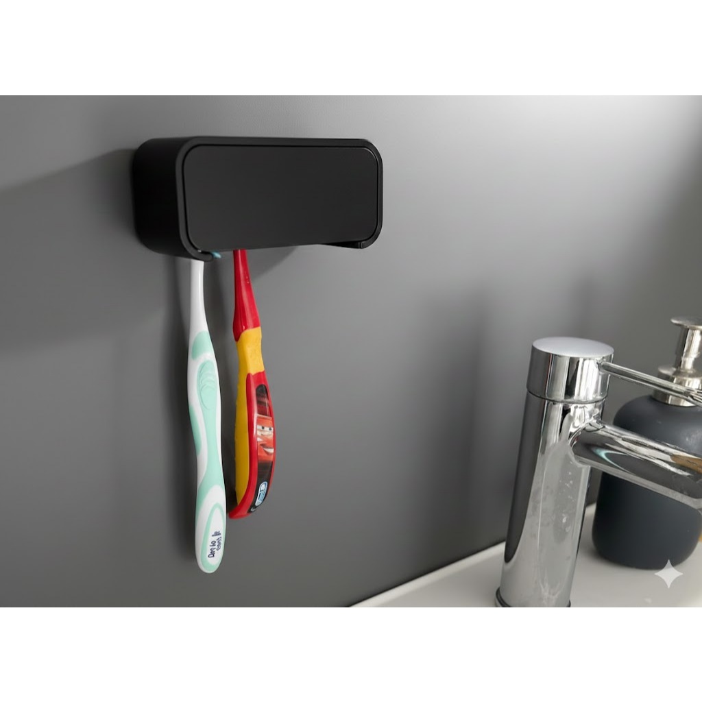Porta Escovas de Dente Parede – Fixação Sem Furo – Suporte Para 4 Escovas + Fita Dupla Face Forte em Oferta na Shopee