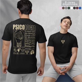 Camiseta Psicologia Masculina Manga Curta Gola Redonda 100% Algodão Pronta Entrega em Oferta na Shopee