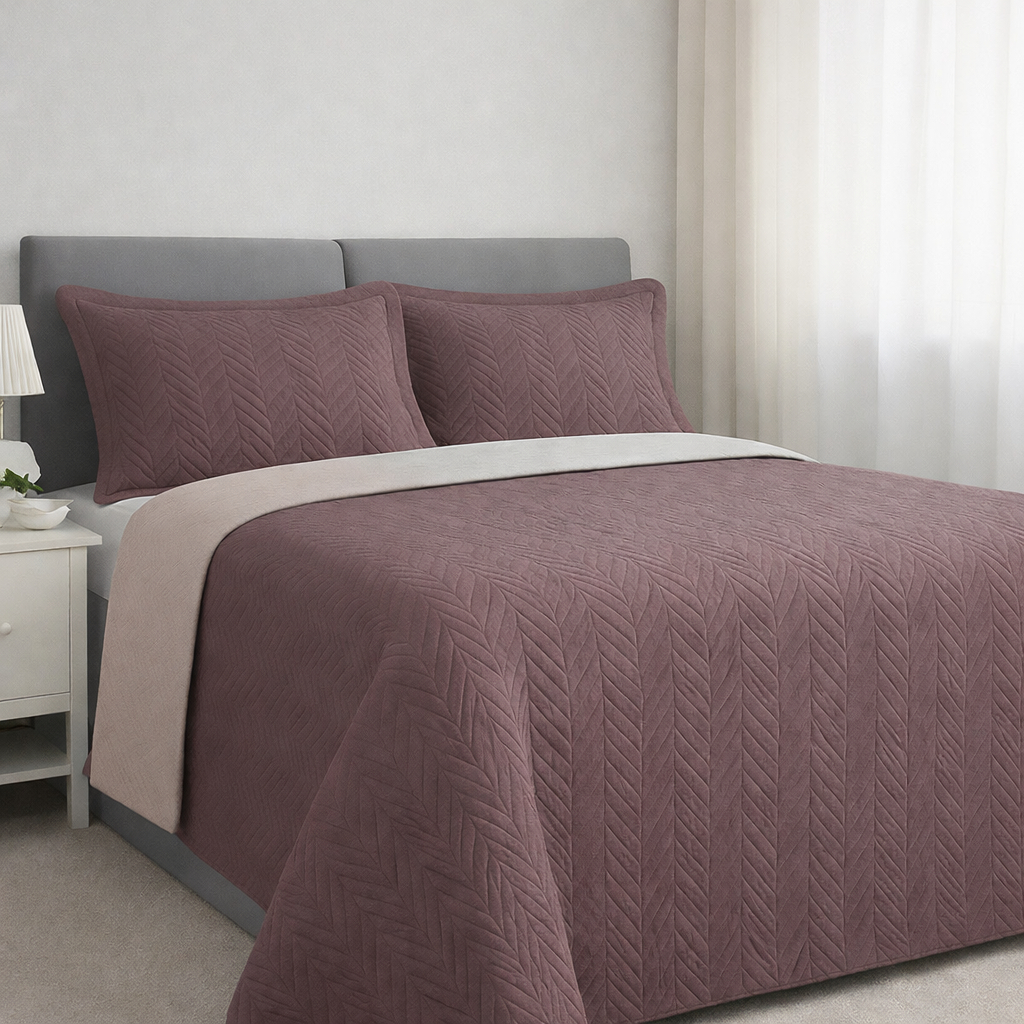 Kit 3 Peças Colcha Cobre Leito Casal Dupla Face + Fronhas Toque Texturizado em Oferta na Shopee