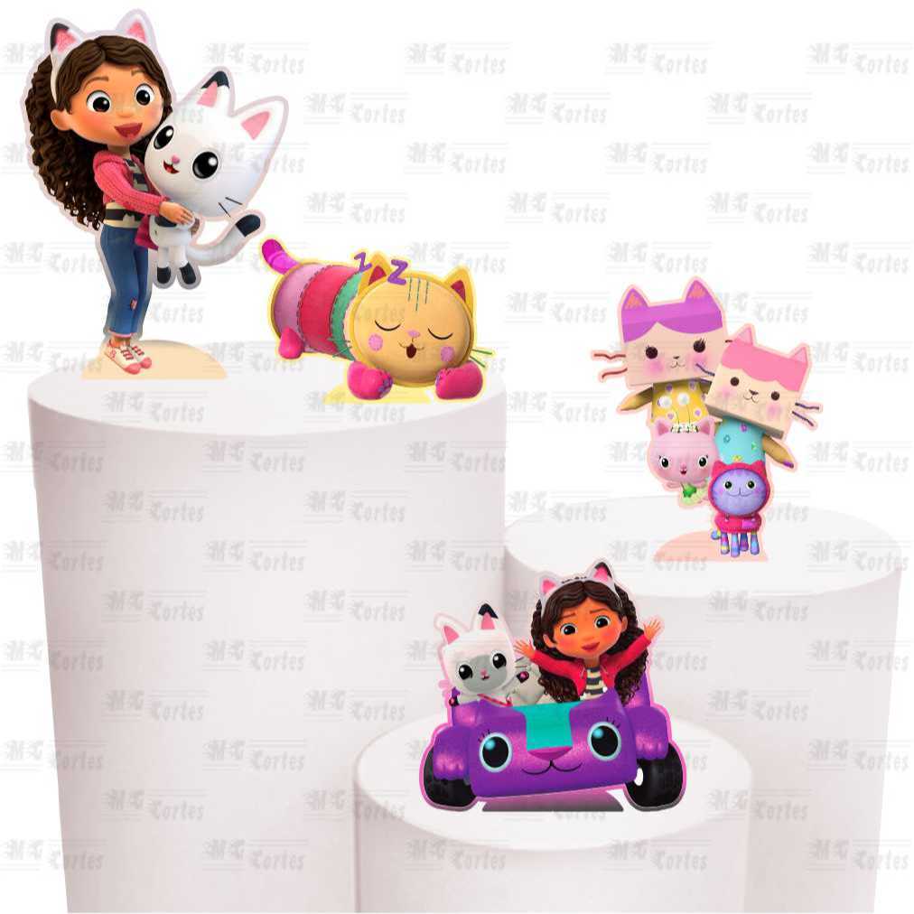 Kit de Display 4 de 20cm Totens para Decoração de Festa Casa Mágica da Gabi em MDF Cortado a Laser