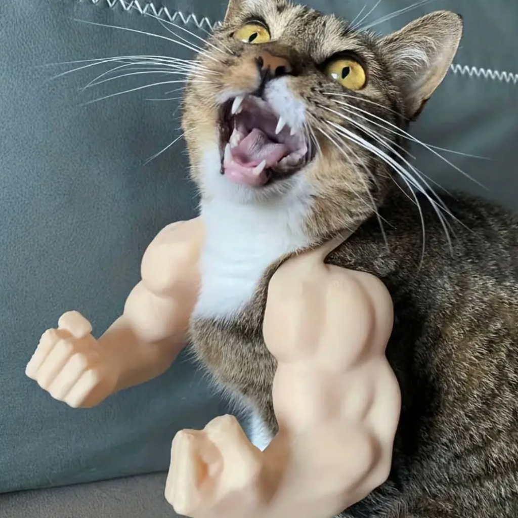 Braços Músculos para Gato - Acessório divertido para cães e gato - Fantasia gato biceps - foto instagram