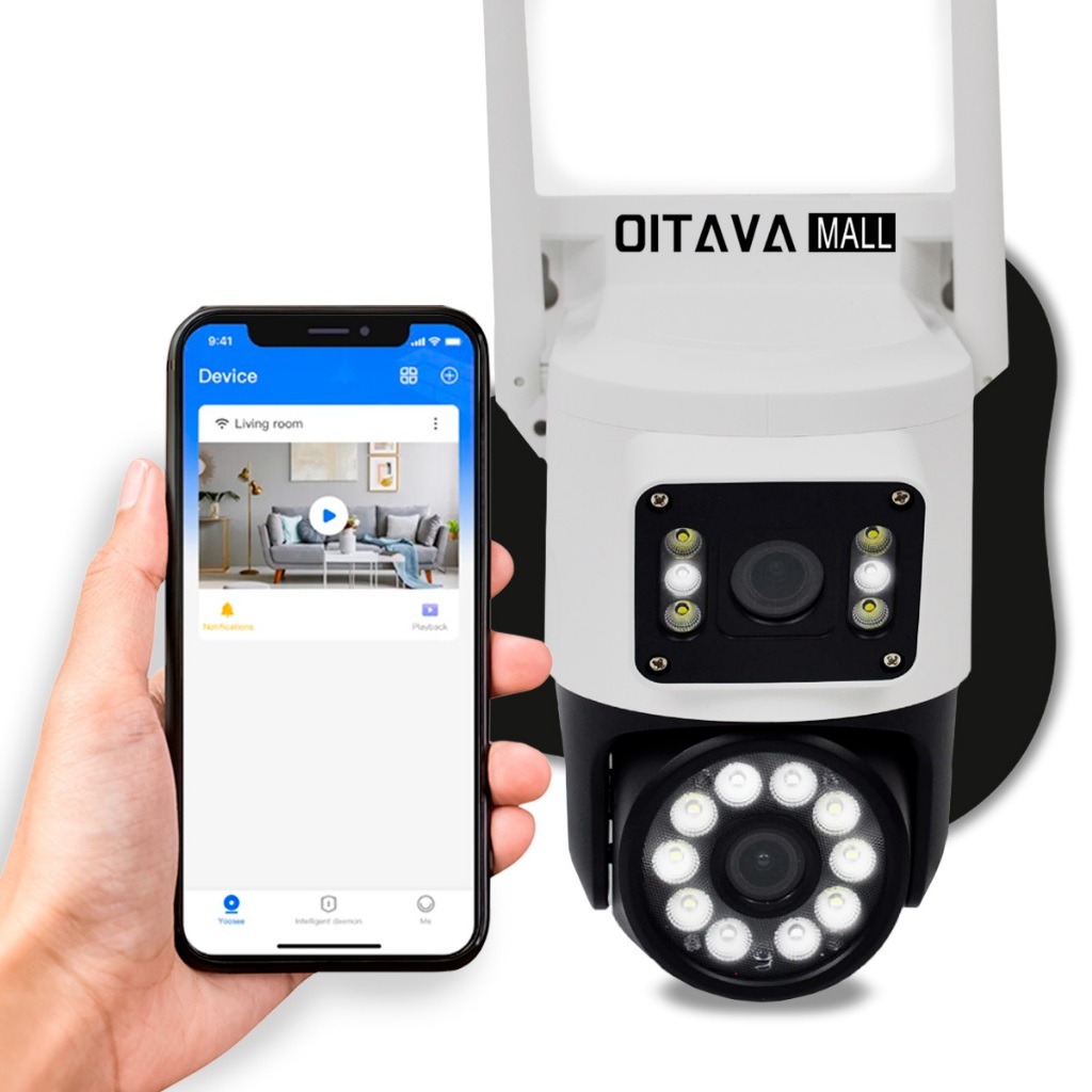 Câmera de Segurança Wi-Fi 360° Lente Dupla Full HD IP66 Visão Noturna e Sensor de Movimento em Oferta na Shopee