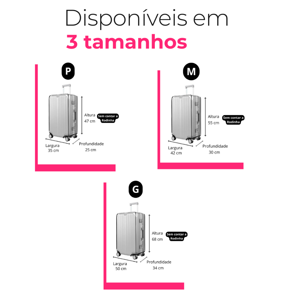 Capa Para Mala de Viagem Tamanho P M G - Plástico Grosso Transparente Protege Arranhão Risco Água — imagem 2 de 2