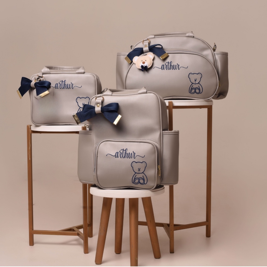 Bolsa Maternidade Menina Menino Luxo 3 Peças Térmica Coleção Urso em Oferta na Shopee