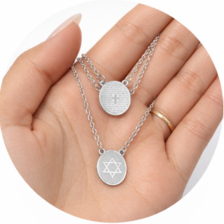 Escapulário Oval Estrela De Davi & Oração Do Pai Nosso Aço Inox Prata em Oferta na Shopee