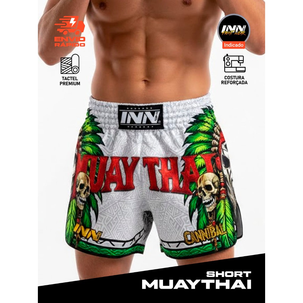 Short Muay Thai Cannibal Modelo Tailandês Calção Bermuda Unissex Cores Inn Fight em Oferta na Shopee