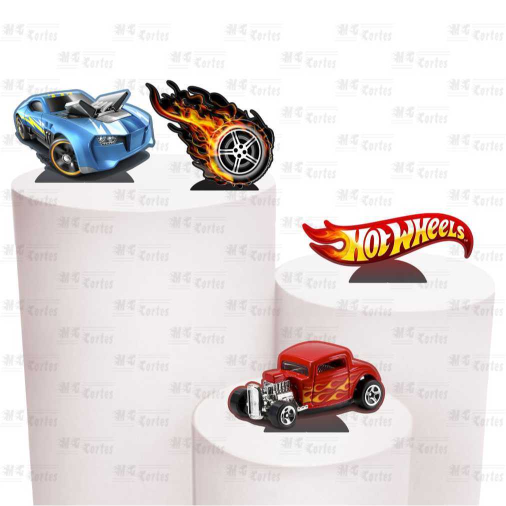 Kit de Display 4 de 20cm Totens para Decoração de Festa Hotwheels em MDF Cortado a Laser em Oferta na Shopee