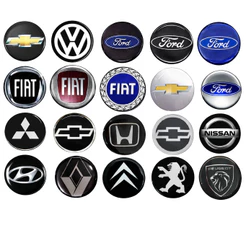 Jogo 4 Adesivos Calota Chevrolet Volkswagen Fiat Honda Hyundai Peugeot Ford Renault Resinado 48mm