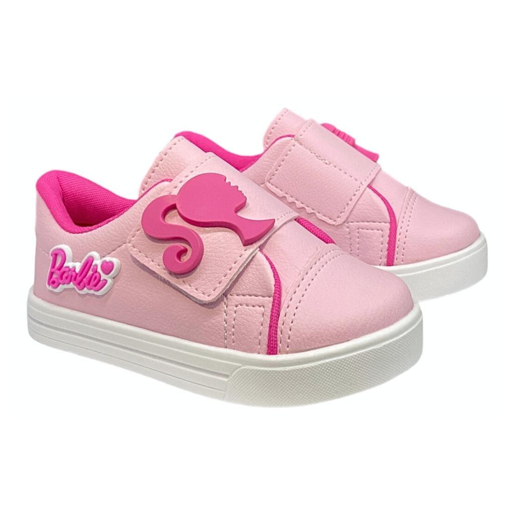 Tênis Infantil Menina Cano Baixo Ponta Larga Rosa Barbie 20 ao 34
