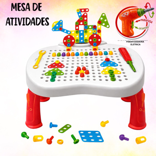 Mesa de Atividades Infantil Interativa com Parafusadeira e Acessórios Educativos em Oferta na Shopee
