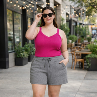 Conjunto Plus Size Feminino Regata Com Shorts  1230-1123 em Oferta na Shopee