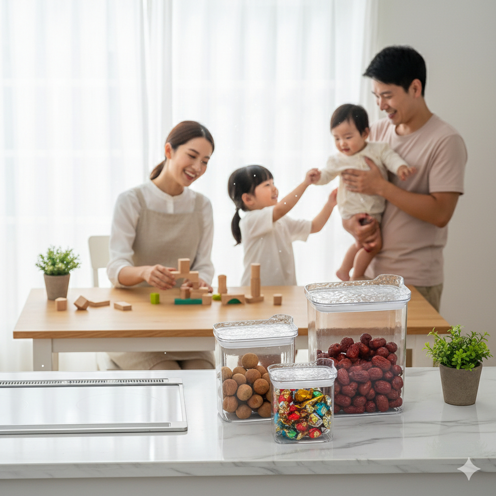 Conjunto 3 Potes Herméticos Transparentes com Tampa Organizador para Mantimentos Doces Grãos