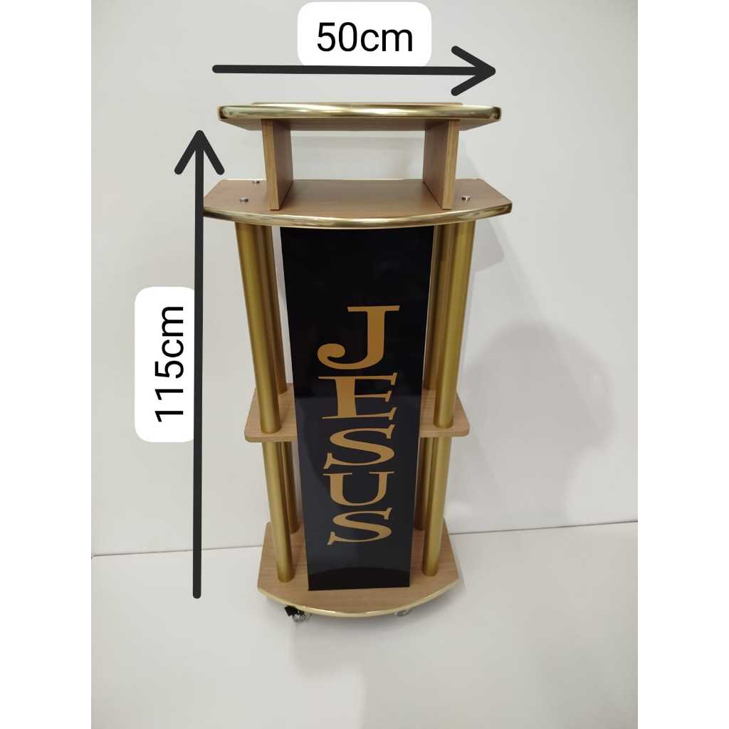 Púlpito Madeira Tubo Dourado Placa Preta E Friso M06 - Escolher a cor em Oferta na Shopee