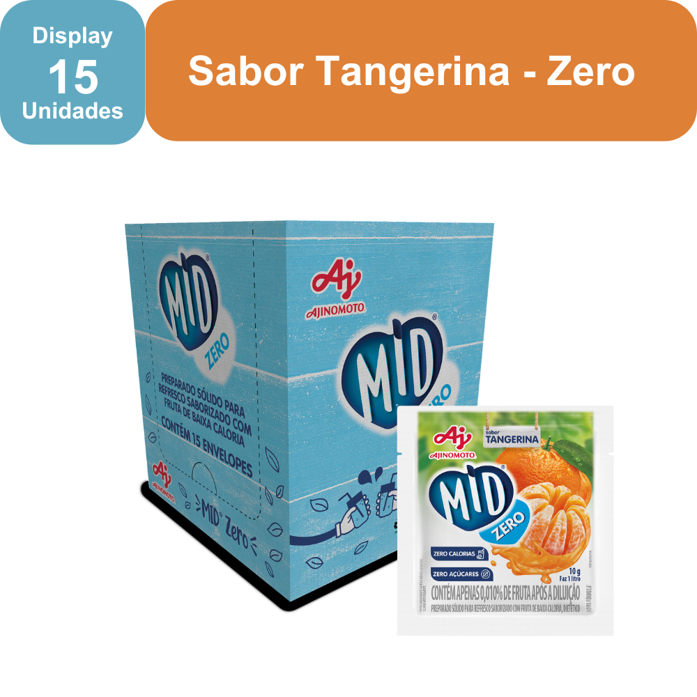 Kit Refresco em Pó MID ZERO® Sabor Tangerina Com 15 Unidades de 10g em Oferta na Shopee