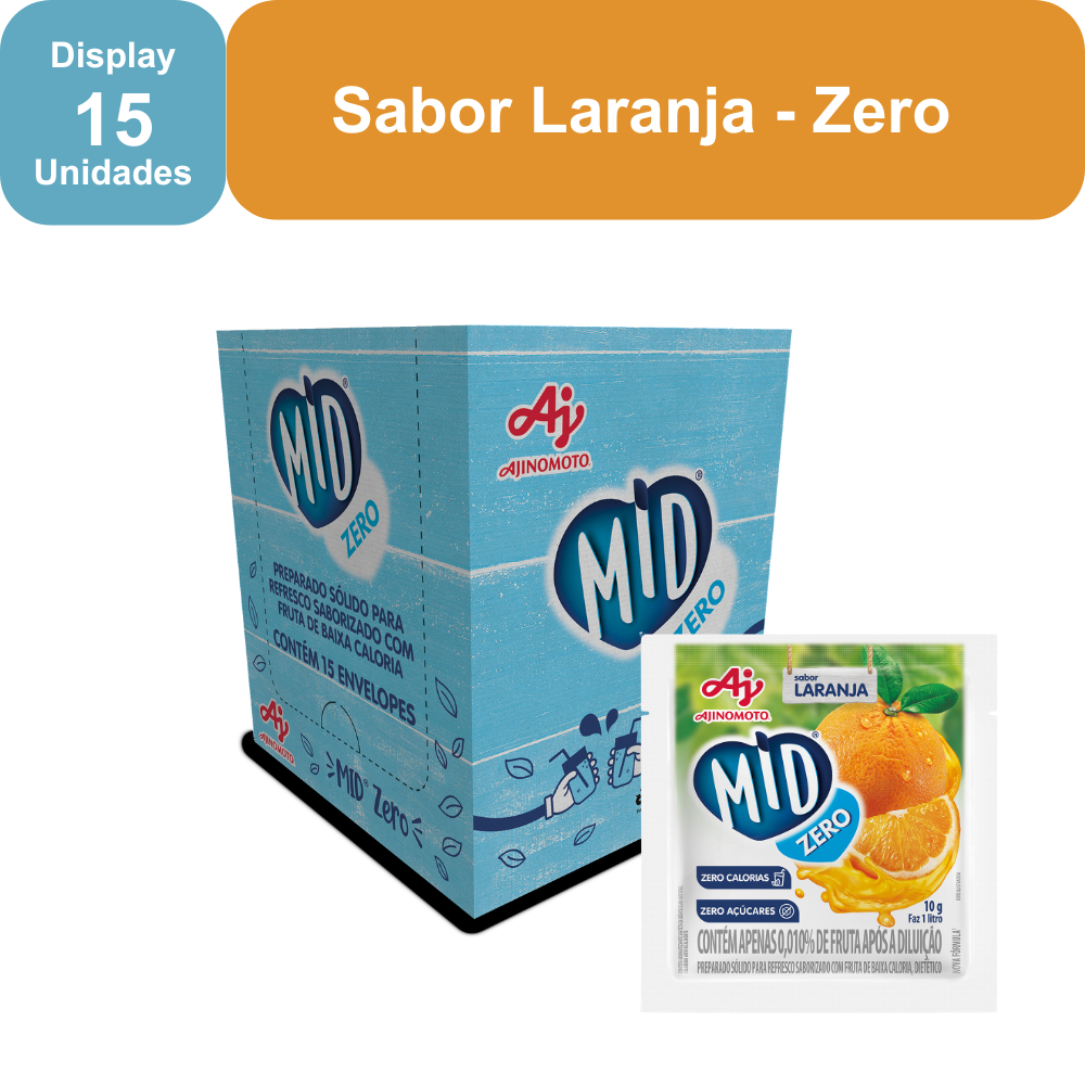 Kit Refresco em Pó MID ZERO® Sabor Laranja Com 15 Unidades de 10g em Oferta na Shopee