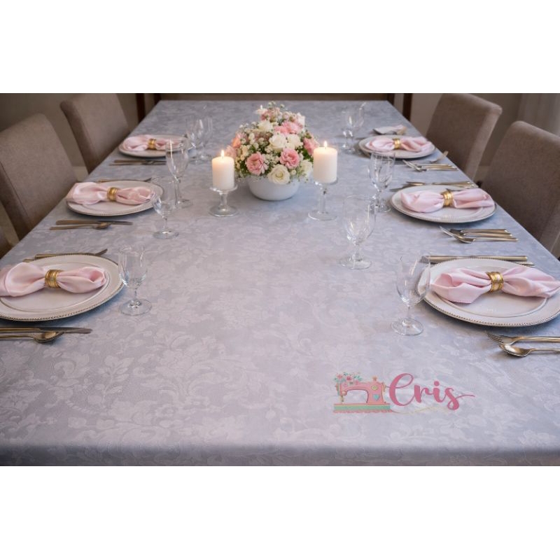 Toalha de Mesa Natal Luxo 6 Lugares Jacquard - Tecido Grosso Original 2,00x1,40m para Ceia Natalina(Vermelho,06 Lugares