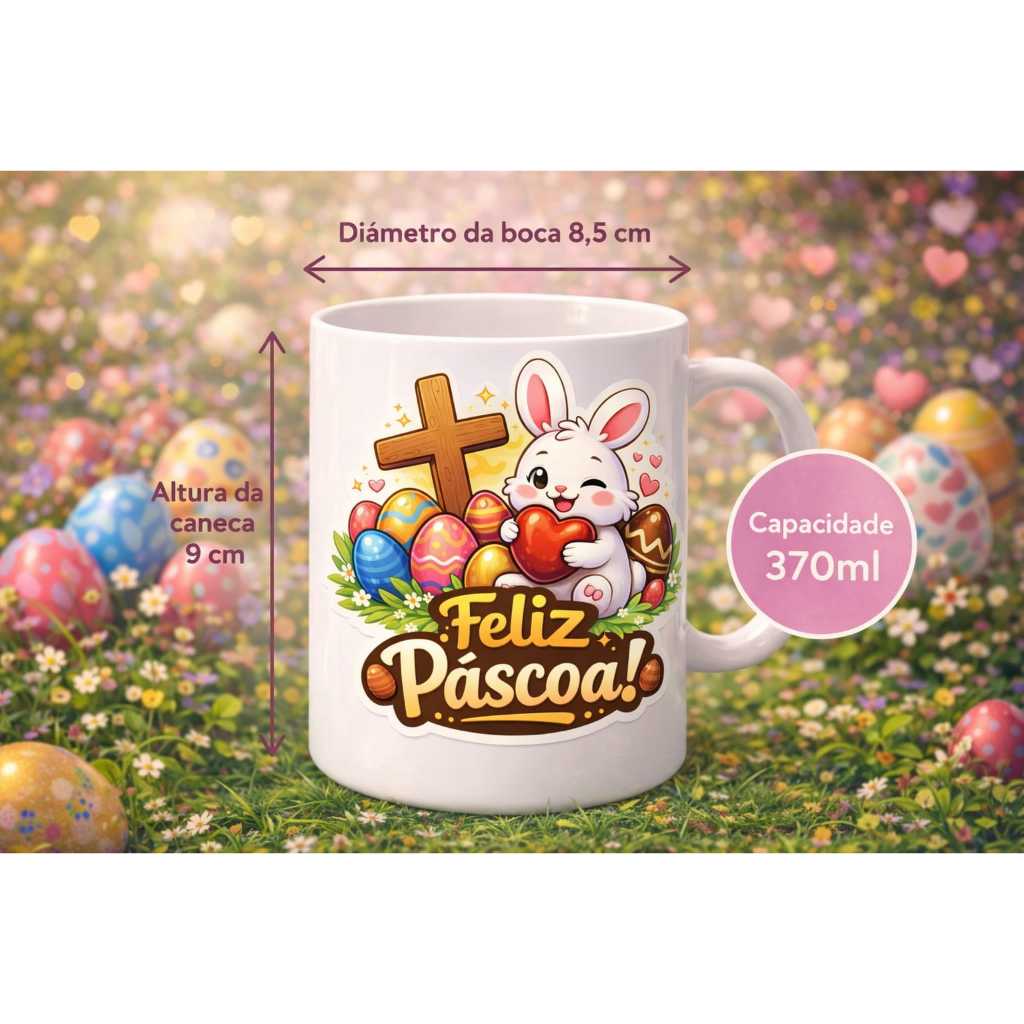 KIT 6 12 18 24 30 Canecas Personalizadas Feliz Páscoa Coelho Lembrancinha Infantil Festa Escola Presente