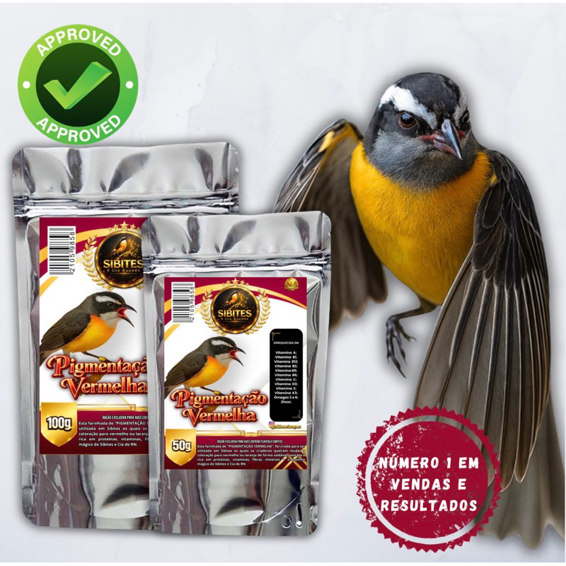 RAÇÃO PIGMENTAÇÃO VERMELHA - (Sibites e Cia Rações ORIGINAL)