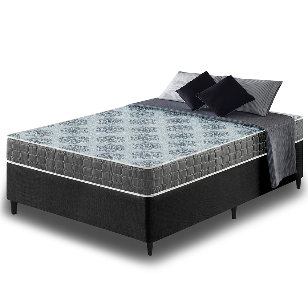 Cama Box Casal Preta + Colchão Washington Espuma D23 Liso 138x188x51cm em Oferta na Shopee