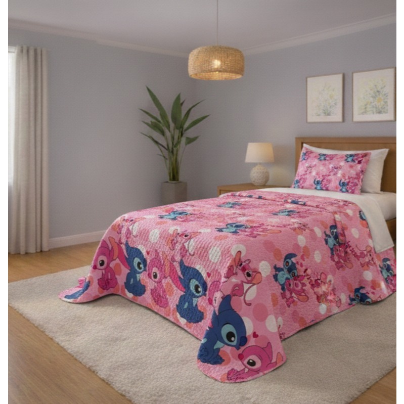 Kit Colcha Cobre Leito Solteiro Bouti Infantil Dupla Face 2 Peças 1,60x2,40m C/ Viés