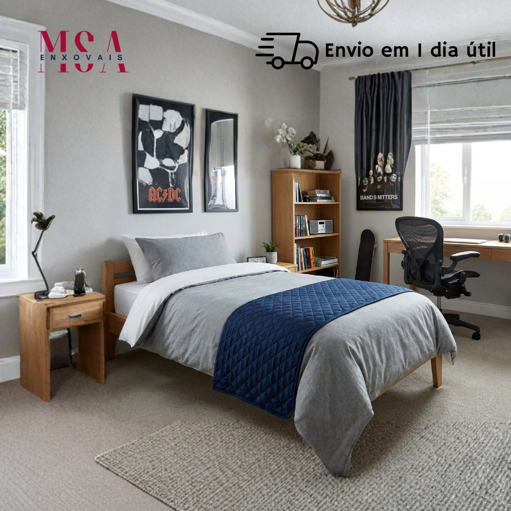 Peseira para Cama Solteiro Microfibra Matelassê Ultrassônico 1,60x60cm 100% Poliéster