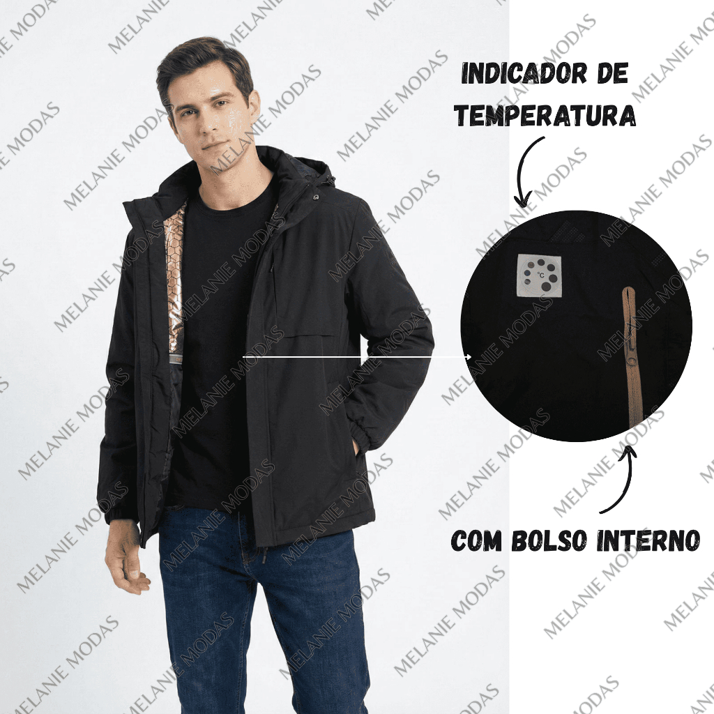 Jaqueta Impermeável com Forro Térmico Resistente a Água e Vento