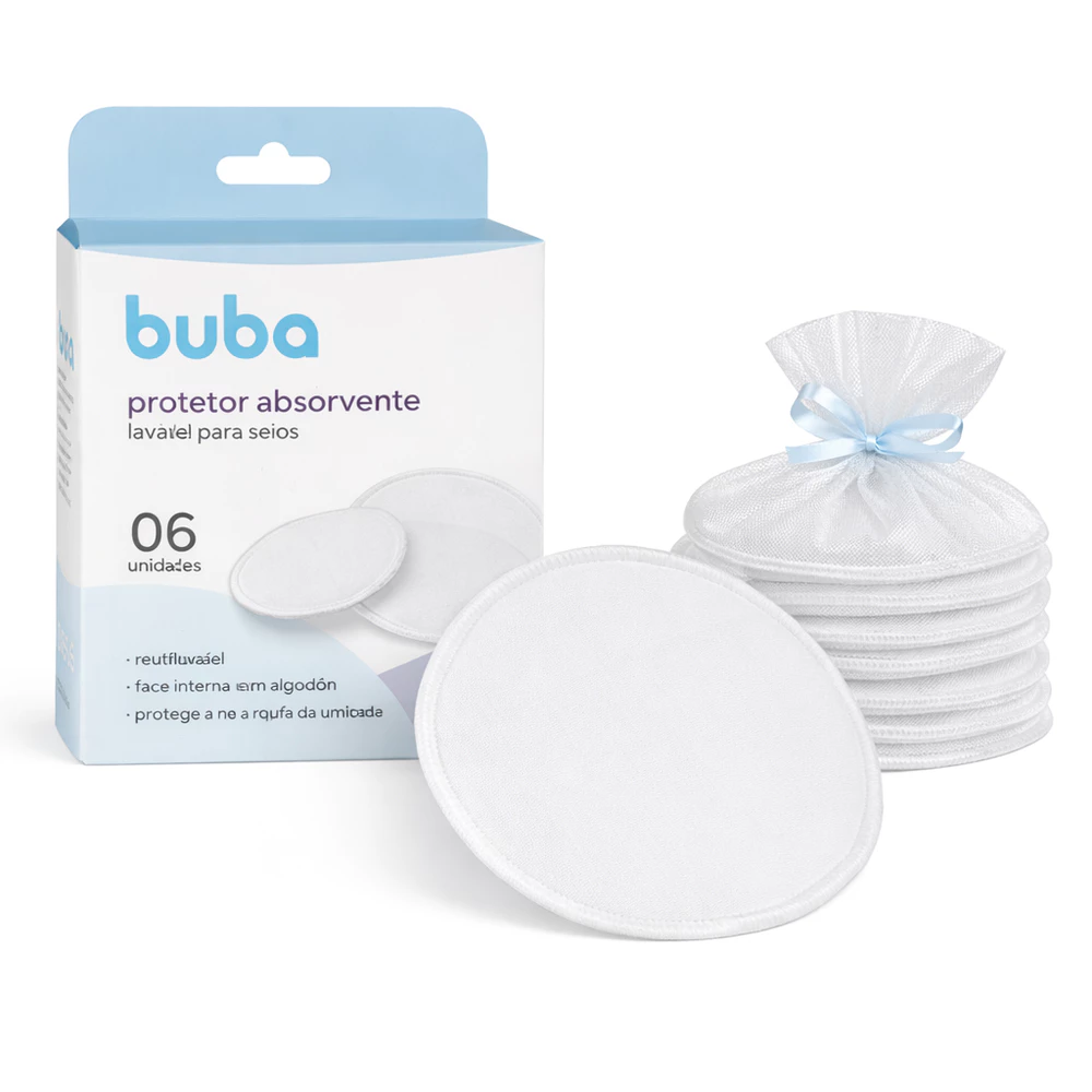 Protetor Absorvente Lavável para Seios Buba kit com 6 - Ultra Macios em Algodão
