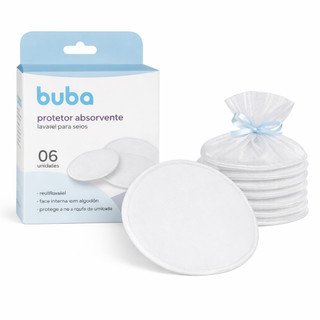 Protetor Absorvente Lavável para Seios Buba kit com 6 - Ultra Macios em Algodão
