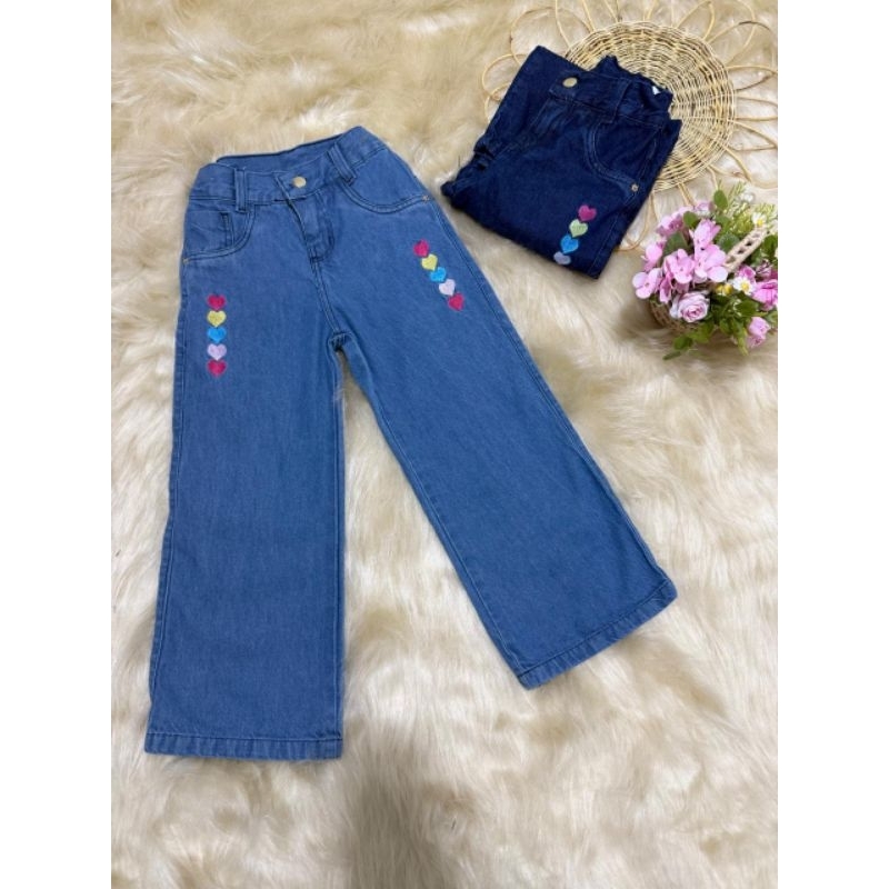 Calça Wide Leg Infantil e Juvenil Menina-Moderna, Elegante jeans100% em Oferta na Shopee