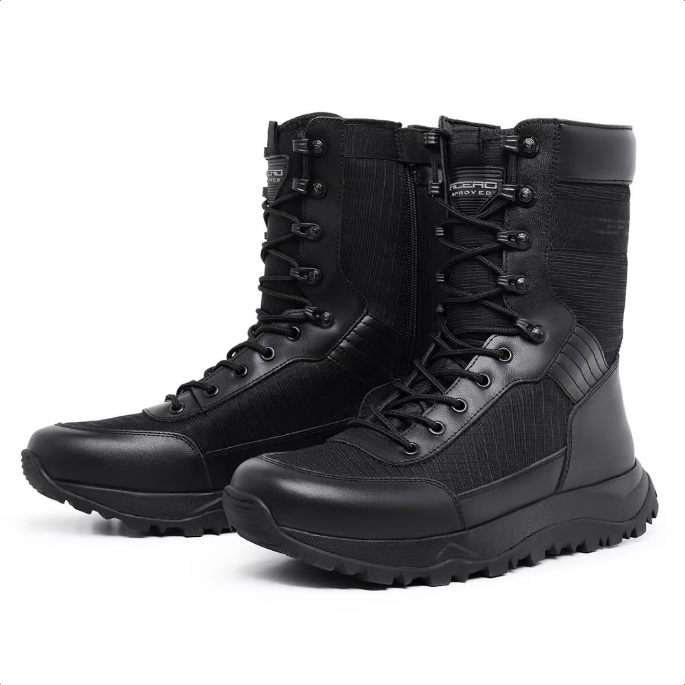 Bota Coturno Militar Acero Light Preto em Ripstop com Zíper Lateral