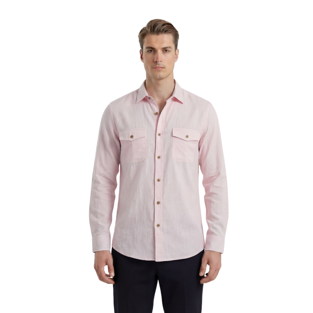 Camisa Masculina Social Estilo Linho Longa Slim Premium Luxo Sofisticada Elegante Alinhada Conforto