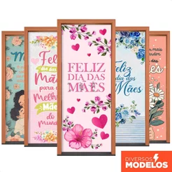 Capa de Porta Decorativa Dia das Mães Painel Em Tecido Com Elástico 0,80x2,10m Veste Porta