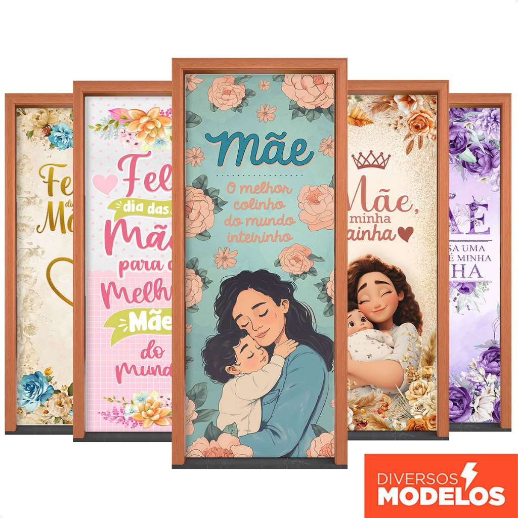 Capa de Porta Decoração Dia das Mães 0,85x2,10m Veste Porta Fácil Com Elástico Em Tecido em Oferta na Shopee